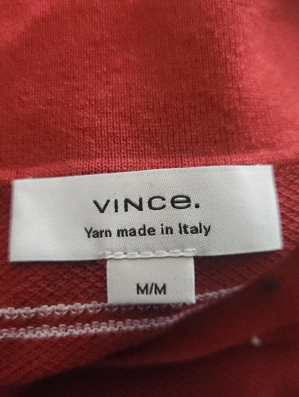 VINCE Striped Italian Cotton Piqué Polo Sweater Brick Rose Medium NWT $268 - Picture 6 of 8
